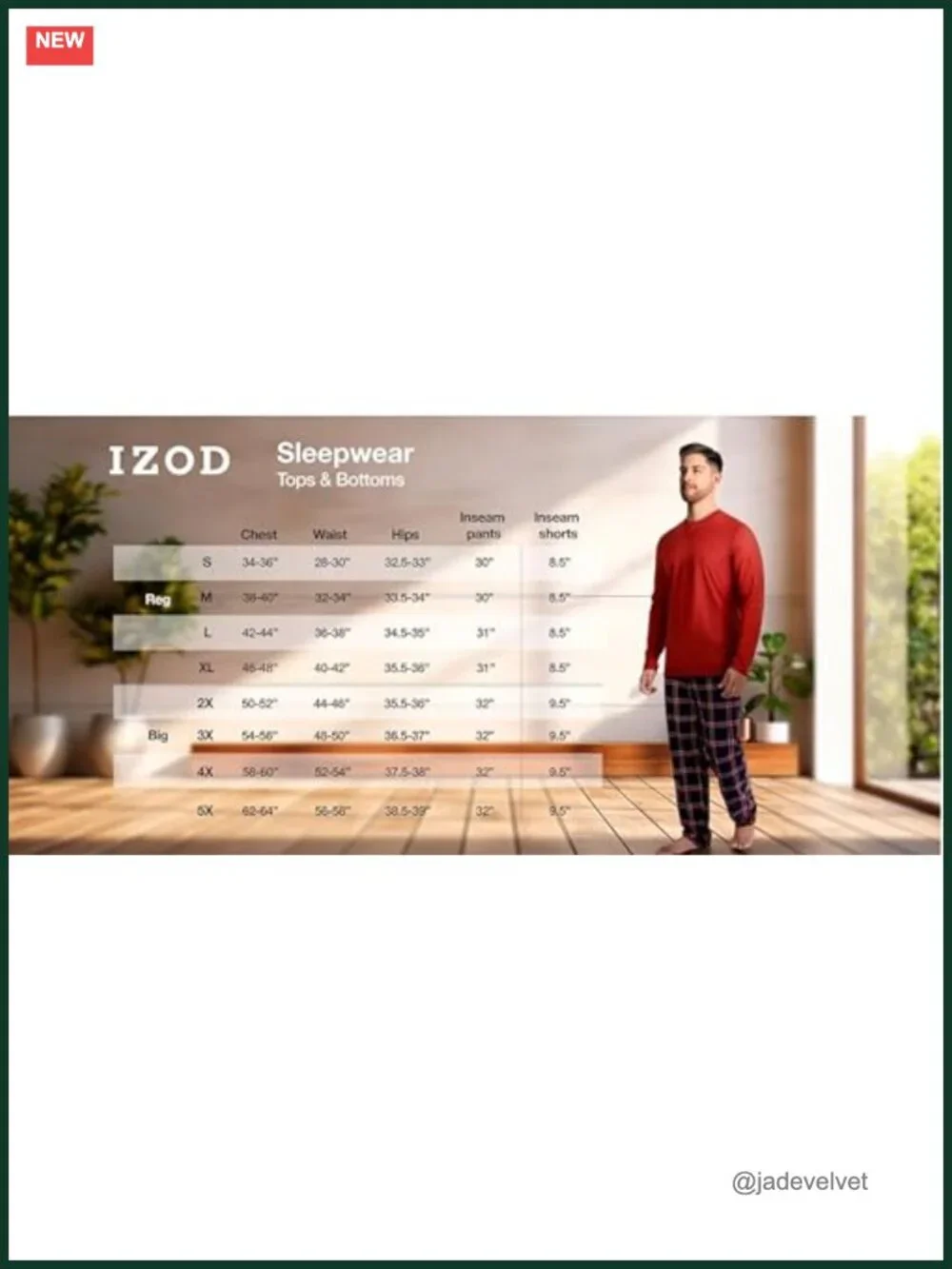IZOD Men's Long Sleeve Jersey Top and Fleece Pants Sleep Pajama Set